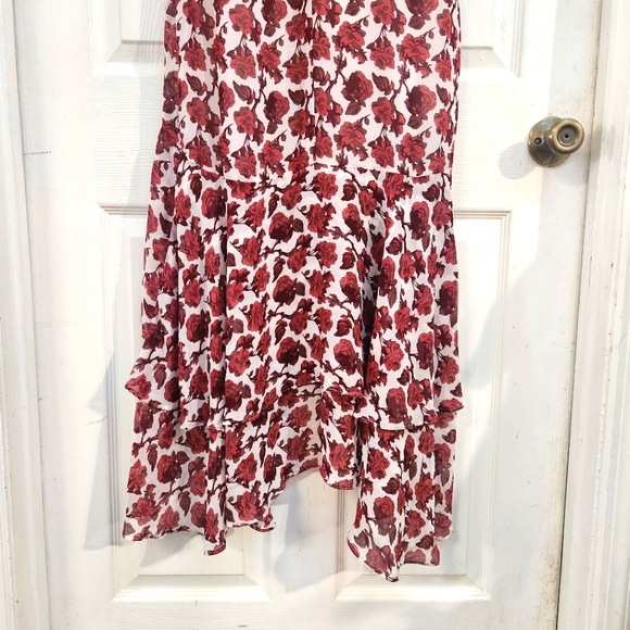 Betsey Johnson Floral High Low Dress With Red Roses On A White Dress Size 0 - Picture 11 of 14
